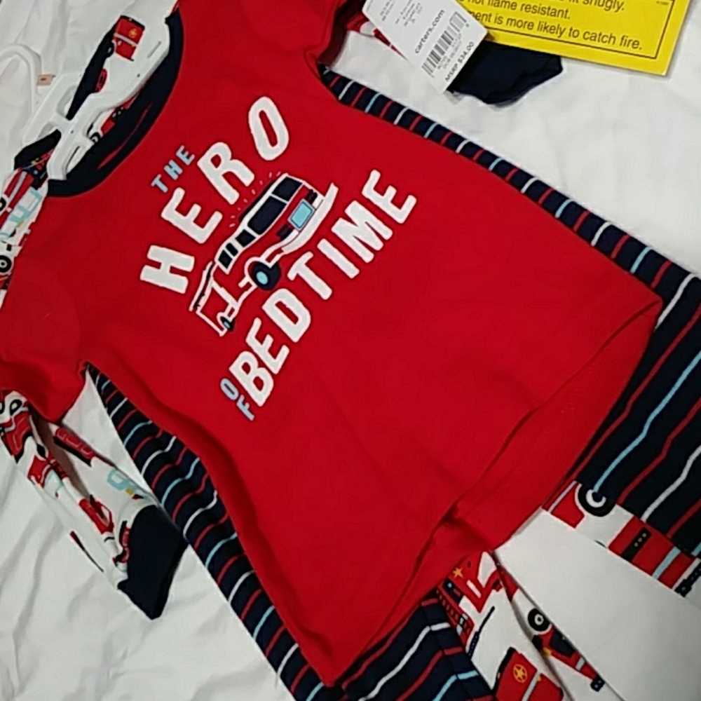 Carters Baby Boy Fire Truck 4 piece NWT PJs